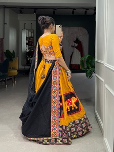 Georgette gamthi เด็กหญิงทำงานผู้ใหญ่ lehenga choli-navratri ผ้าฝ้ายแบบดั้งเดิม - Product Image 3