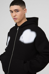 Conjunto de Sudadera con Capucha Negra y Pantalones Deportivos con Parches Blancos, Ropa Deportiva Urbana para Hombre, Ecológica, 100% Algodón - Product Image 3