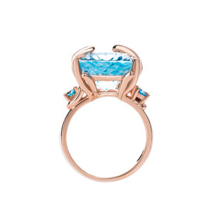 Bague beGems Luxury Pure Soul avec topaze en or rose italien 14K 18K, bijoux pour femmes très vendus - Product Image 4