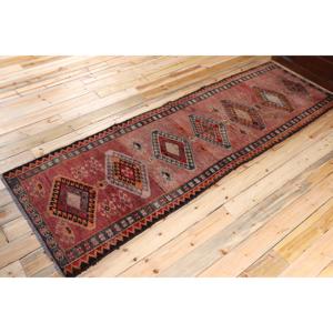 3.3x9.9 ft <b>Runner</b> Turkish Rug, Vintage Rug, <b>Red</b> Black Paisley Wool Rug - Product Image 2
