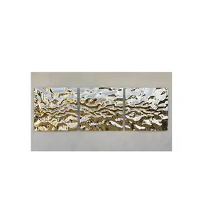 गर्म बिक्री हस्तनिर्मित दीवार कला आधुनिक घर की दीवारों के लिए सजावटी धातु शीट्स दीवार कला दर्पण पॉलिश सोने चढ़ाना गृह सजावट