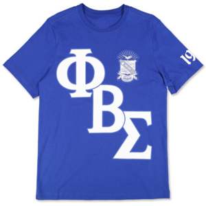 T-shirt graphique PBS-bleu | Chemise Phi Beta Sigma 100% coton avec logo d'équipe imprimé et logo tissé brodé | Vêtements de fraternité - Product Image 1