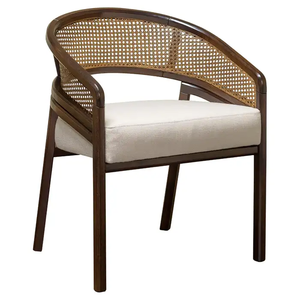 Chaise de bras en bois massif véritable français haut de gamme Design moderne chaises de salle à manger en canne pour hôtel appartement salle à manger Restaurant café japon - Product Image 1