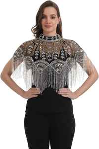 Robe de soirée multi-portée en mousseline de soie à sequins, brodée à la main, à franges, design parfait, tenue de club, luxueuse, perlée, lourde - Product Image 6