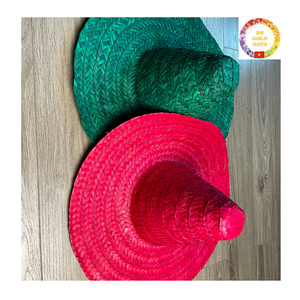 Sombrero de paja mexicano vintage, sombrero de vaquero, banda bordada hecha a mano para fiesta - Product Image 5
