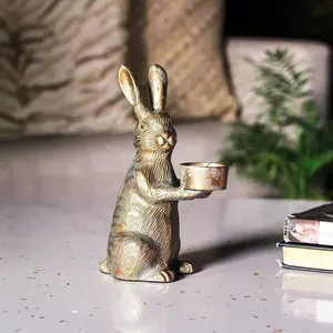 Rabbit Shape Design Handcrafted Candle Stand Gold Plating Metal in Aluminum High Finished Candle Dinnerware Candle Holder - Product Image 1