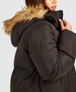 Chaqueta de Invierno Larga Impermeable de Punto para Mujer, Chaqueta Bomber con Capucha, Cálida, Talla Grande 6XL, Nailon - Product Image 2