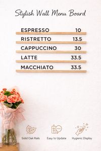 Tablero de Menú para Restaurante y Cafetería, Rieles de Madera Montados en la Pared, Exhibición de Menú en Pared de Roble - Product Image 5