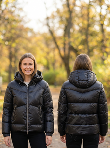 Chaqueta Acolchada con Capucha Brillante para Mujer, Transpirable, Cómoda, Acolchada, Cálida, con Cierre, Informal, de Invierno - Product Image 2