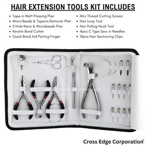 Kit d'outils d'extension de cheveux professionnels pince à enlever les perles pinces à crochet pinces à coiffer aiguilles de type C boucle d'enfilage - Product Image 2