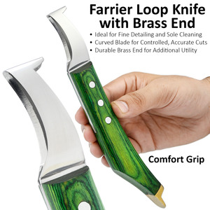 Herramientas de cuidado de pezuñas veterinarias a granel, juego de cuchillos para pezuñas con bucle y cuchillo afilado, cuchillos para dar forma a las pezuñas, mango de madera - Product Image 2