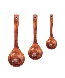 3PCS <b>Wooden</b> Ladle Spoon Set, Non-Stick <b>Wooden</b> Spoons Soup Cooking Spoons Natural Teak Wood <b>Kitchen</b> <b>Utensils</b> for Cooking - Product Image 1