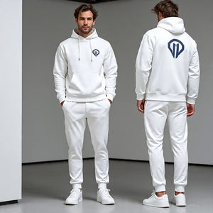 Conjunto de dos piezas para hombre, Sudadera con capucha y pantalones con múltiples bolsillos/chándal de lana de algodón de gran tamaño/Pantalones rectos holgados de pierna ancha - Product Image 5