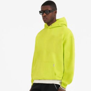 Sweat-shirts à capuche en polaire chaud de haute qualité 100% coton vert néon, vente en gros, strass personnalisés, streetwear, hip-hop, pour hommes, 100% - Product Image 1