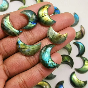 Cabujón de Labradorita de Alta Calidad, Pulido, en Forma de Luna Creciente, Gema de Ágata, Color Azul Fuego, para Tallado - Product Image 1