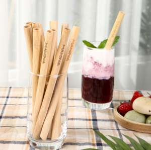 Pajita de bambú ecológica biodegradable de alta calidad para batidos, café frío y zumos, Pajita de plástico grande para bares de fiestas - Product Image 3