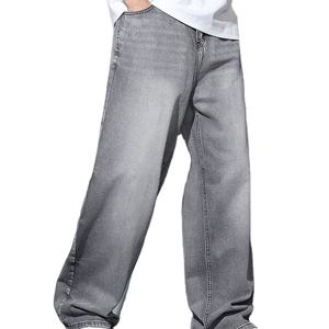 กางเกงยีนส์ทรงหลวมขากว้างสำหรับผู้ชาย สไตล์สตรีทแวร์ ผ้ายีนส์ฟอก พร้อมบริการโรงงาน OEM และบริการสกรีนโลโก้ตามสั่ง - Product Image 5
