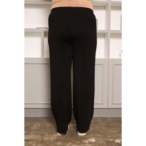 Pantalones de Punto Negros Básicos de Corte Holgado para Mujer, Tallas Grandes, Cómodos, Mezcla de Poliéster y Elastano para Uso Diario - Product Image 5