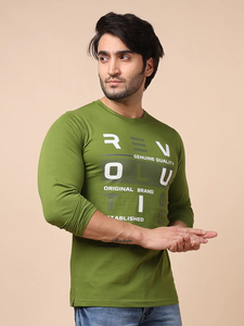 T-shirt 100% coton de qualité supérieure confortable et à la mode col rond à manches longues en imprimé Mehendi vêtements décontractés polyvalents - Product Image 4