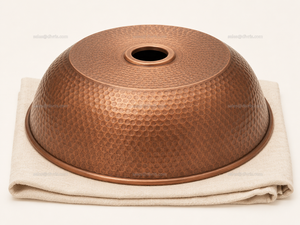 DIVRIS Lavabo de Cobre Martillado - Lavabo Artesanal Vintage para Instalación en Encimera con Grifo para Decoración Rústica de Lujo para Granjas, 16 pulgadas - Product Image 5
