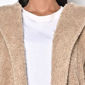 Pocket Stylish Look 2025 Nuevo artículo Mujeres Sherpa Hoodie Oversized Basic Color Look Durable Mujer Sherpa Jacket - Product Image 6