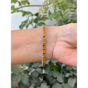 สร้อยข้อมือเทนนิสทรงวงรีเงินแท้ 925 ประดับซิทริน เครื่องประดับแฟชั่น - Product Image 3