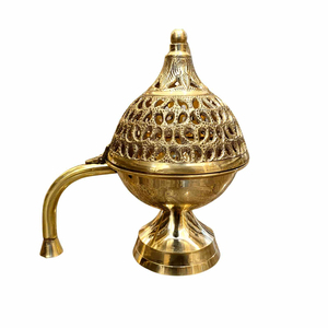 Unique Design Solid Brass Indoor <b>Bakhoor</b> Burner Greatest Best Quality Medium Size Gold Finished Tabletop <b>Oud</b> Burner Decorate - Product Image 1