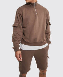 Conjunto de chándal de dos piezas personalizado OEM, chándal liso en blanco al por mayor, chándal de algodón transpirable de lana para hombre - Product Image 3