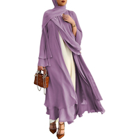 Haute Qualité Dubaï Style À Manches Longues Abaya Élégant Lâche Respirant Avant Ouvert Maxi Robe En Gros Abaya Style Turc