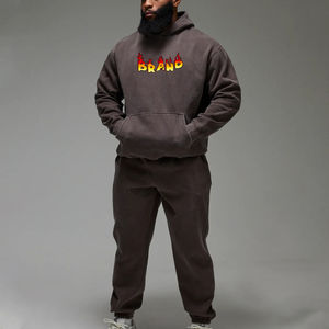 High Quality 100% Cotton <b>Hoodie</b> set custom Puff Printed logo 2 piece set Oversized <b>hoodie</b> & sweatshirt jooging set for men's - Product Image 6