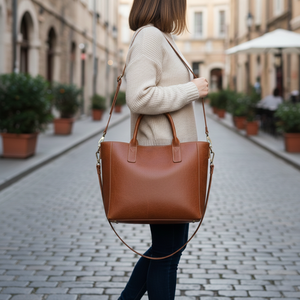 Sac fourre-tout pour femme en cuir véritable en gros, 12 pouces, tendance, durable, sac à main, fournisseur OEM FBA - Product Image 2