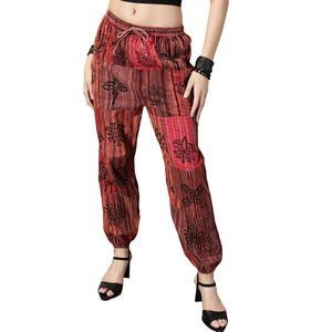 Pantalon sarouel en satin haut confortable pour femmes taille libre Baggy vêtements de détente élastique plat respirant conception d'hiver impression numérique népalaise - Product Image 1