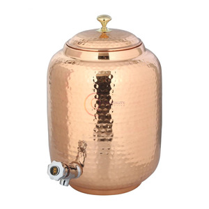 Dispensador de agua de cobre Diseño martillado puro con grifo Matka Jarra de agua Olla de cobre 4 litros para deportes, Fitness, Yoga - Product Image 6