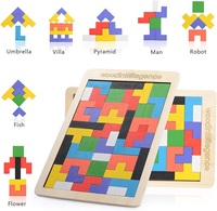 Balok Puzzle Kayu Warna-warni Montessori Set Blok Bangunan Edukatif 50 Buah Permainan Meja DIY untuk Anak-anak untuk Meningkatkan Kecerdasan
