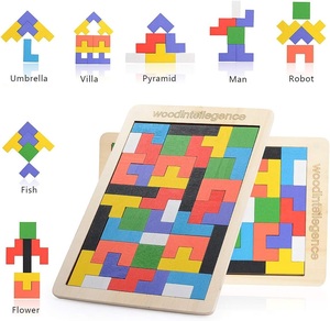 Colorful Wooden <b>Puzzle</b> Blocks Montessori Educational Building Block Set 50 Pieces DIY Table <b>Game</b> for Kids for Intelligence - Product Image 3