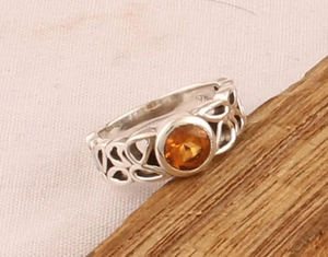 แหวนเงินประดับพลอยซิทรีนที่สวยงามทำด้วยมือสายรัดดอกไม้ที่มีเอกลักษณ์925ทึบและเงินสเตอร์ลิงทันสมัยสำหรับวันครบรอบแต่งงาน - Product Image 4