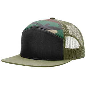 Gorras de camionero Ri 168 de alta calidad personalizadas OEM y ODM, gorras de camionero de malla polivinílica estructurada de 7 paneles personalizadas para actividades al aire libre - Product Image 2