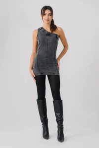 ชุดเดรสยีนส์แขนกุดสำหรับผู้หญิง, ชุดเดรสยีนส์แฟชั่นสไตล์สตรีทสวมใส่สบาย - Product Image 3