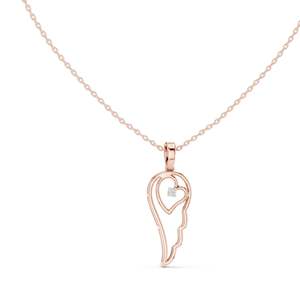 Collier Cœur Aile d'Ange en Diamant de Laboratoire 0,045 CT VVS-VS EF, Taille Ronde Brillante, Or 18 carats, 14 carats Jaune, Rose, Blanc - Product Image 1