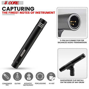 5Core Instrument Microphone Professional XLR Cardioid Pencil Stick <b>Condenser</b> <b>Mic</b> - Product Image 4