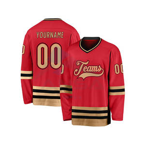 เสื้อฮอกกี้น้ำแข็งโพลีเอสเตอร์คุณภาพสูง พิมพ์ลายแบบซับลิเมชั่นและปักโลโก้ ชุดฮอกกี้น้ำแข็งแบบกำหนดเองสำหรับทีมชาย - Product Image 5