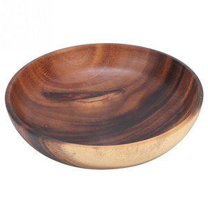 Juego de ensaladeras de madera de acacia marrón liso hecho a mano, utensilios de mezcla redondos grandes para uso alimentario - Product Image 2
