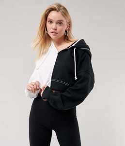 Full Sleeve Custom High Quality Cotton <b>Women</b> Winter Hooded Comfy <b>Fleece</b> Crop <b>Top</b> Pullover Hoodies Front Logo - Product Image 5