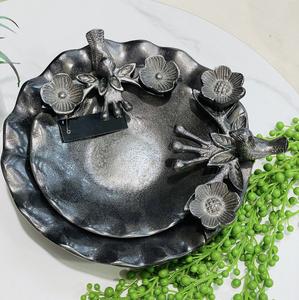 Cuenco irrompible con acabado en bruto de aluminio con diseño de hojas para ensalada, vajilla decorativa, cuenco con Juego de 2 - Product Image 5