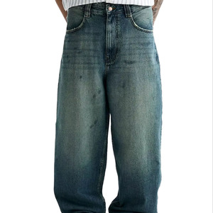 Pantalones vaqueros holgados lavados rectos sueltos de calidad superior 2025 para hombre, nuevos pantalones vaqueros personalizados de moda para invierno, venta al por mayor sólida - Product Image 1