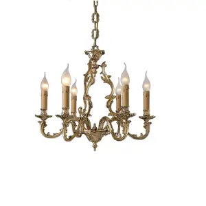 6-LIGHT CHANDELIER MADE IN ITALY IN ANTIQUE GOLD FINISH AND IN ARTISTIC CAST BRASS
