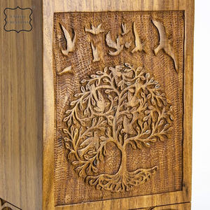 Caja de urna de madera tallada a mano Indian Glance para cenizas de adultos Urna de cremación funeraria conmemorativa con hermoso diseño Suministros funerarios - Product Image 4