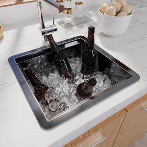Évier de cuisine noir évier de bar à cuvette unique avec rail unique, évier de préparation en acier inoxydable noir avec plusieurs accessoires - Product Image 1