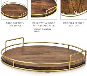 Plateau de service en bois de qualité supérieure de fabricant fiable avec manche en bois massif pour un usage domestique quotidien durable - Product Image 3
