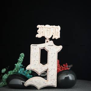 Joyería Hip Hop de Alta Gama, Estilo Rock, con Incrustaciones de Moissanita VVS de Corte Redondo, Colgante con Número Personalizado, Letra Personalizada, Plata de Ley 925 - Product Image 4